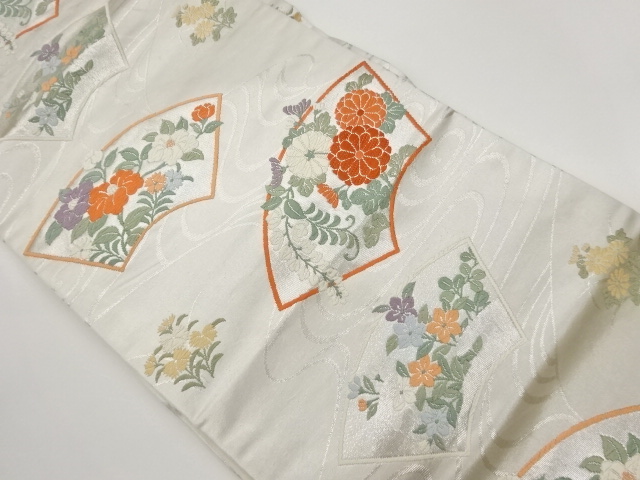 JAPANESE KIMONO / NAGARE-SUI / JI-GAMI / FLOWER PATTERN WEAVING NAGOYA